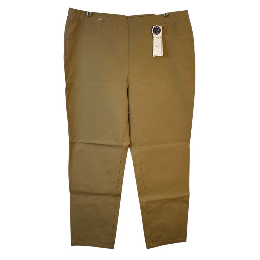 Charter Club Womens Khaki Classic‎ Fit Slim Leg Comfort Waist Pants Size 18